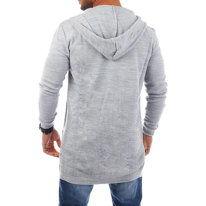 Чоловічий трикотажний кардиган Carisma з капюшоном, подовжена модель oversize, сірий (арт. 7717 L)