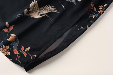 Халат жіночий Ledamon, довгий, з кишенею, квітковий принт, чорний (один розмір)