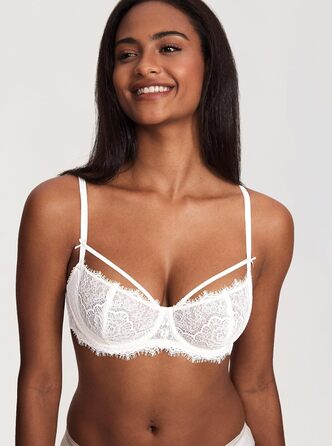DOBREVA Ліфчик бюстгальтер жіночий мереживний, з пуш-ап, балконет, білий, 70D