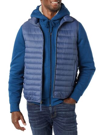 Чоловічий легкий водостійкий жилет-пуховик Amazon Essentials, що складається (XXL, Indigo)