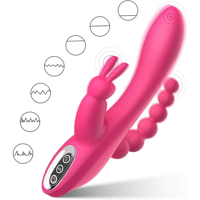 Вібратор для жінок та пар Sxovo 3 в 1: G-точка, кліторальний та анальний стимулятор. 7 режимів, силікон, водонепроникний, рожевий.