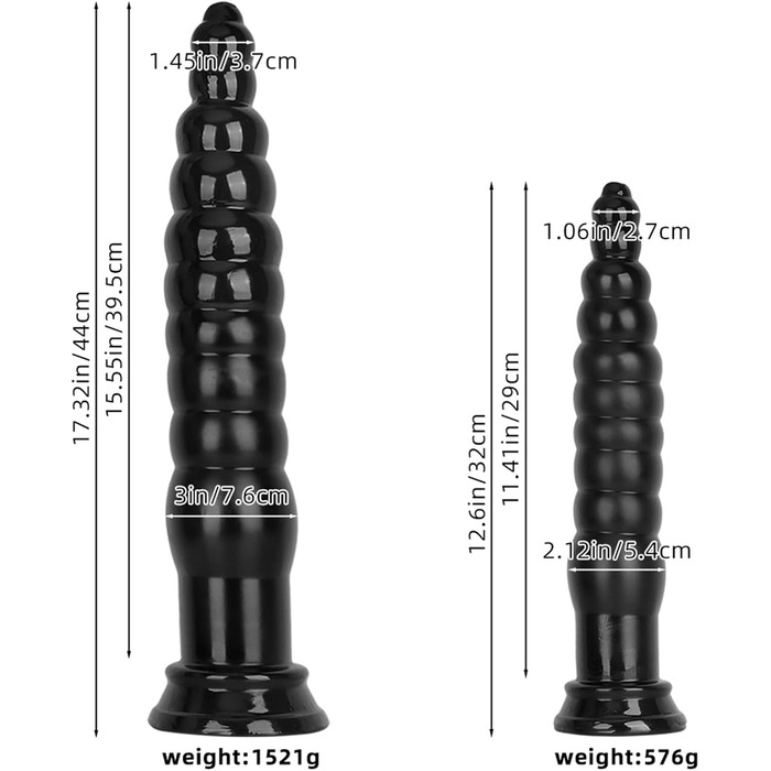 Анальний масажер Soarvlorfy з присоскою, XXL, чорний. Двосторонній анальний дилататор для чоловіків та жінок.