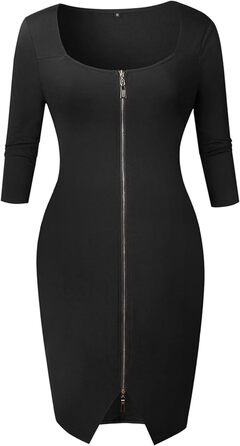 Жіноче обтисле міні-плаття OMZIN з глибоким вирізом та блискавкою, чорне