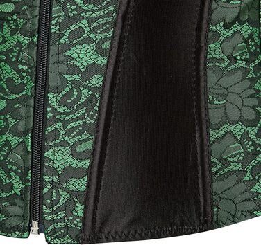 Корсет Vollbrust з блискавкою для жінок, готичний стиль (M, Зелений)