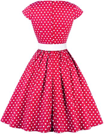 Сукня Rockabilly 50-х років AXOE для жінок, бавовна, з поясом (XL, червона в горошок)