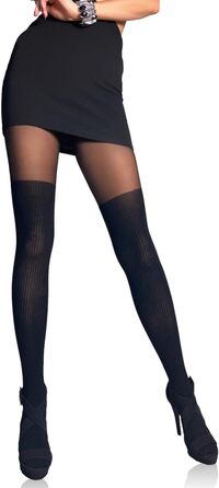 Чорні мереживні панчохи Milamurti з силіконовою стрічкою, висока посадка, XL