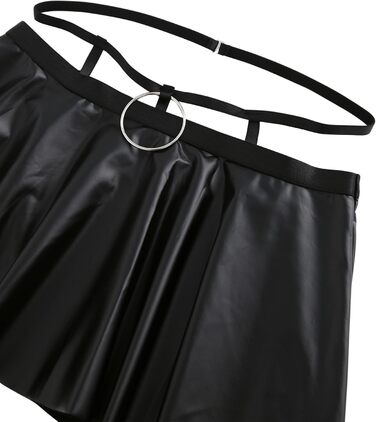 Комплект жіночої білизни Lilosy: панчіхони, чокер, ремінець, бюстгальтер з під підняттям, спідниця, чорний, XXS