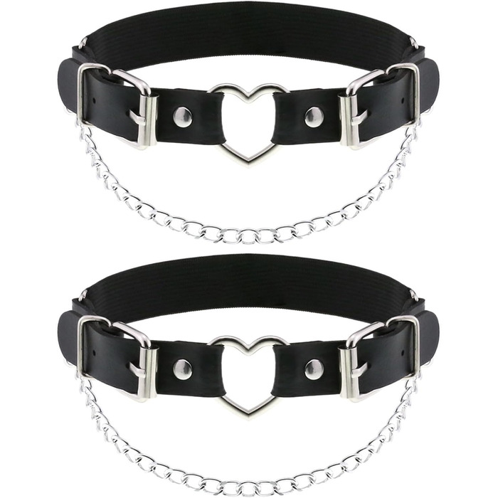 Чорні шкіряні гетри-стрінги з серцем та ланцюжком, регульовані, для косплею, вечірок, рокерського стилю, для жінок