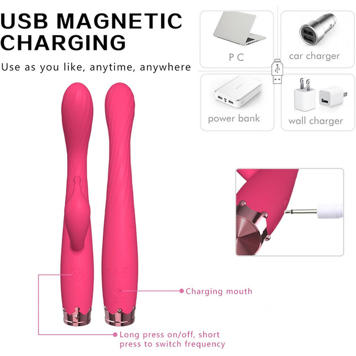 Вібратор для дорослих RoseRed: парний, 10 режимів, силікон, G-точка, кліторальний