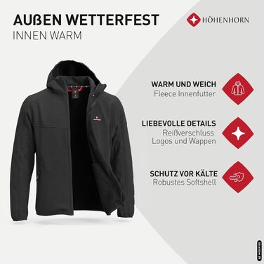 Чоловіча легка куртка Softshell Höhenhorn Alpberg для відпочинку та активного відпочинку, демісезонна, чорна, розмір L