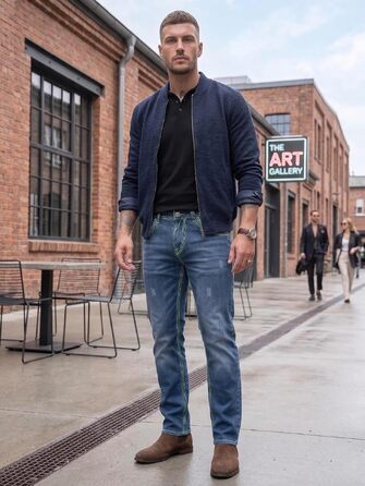 Чоловічі джинси Rock Creek Denim M33 з товстими швами, сині (31W / 32L, Rc-2271)