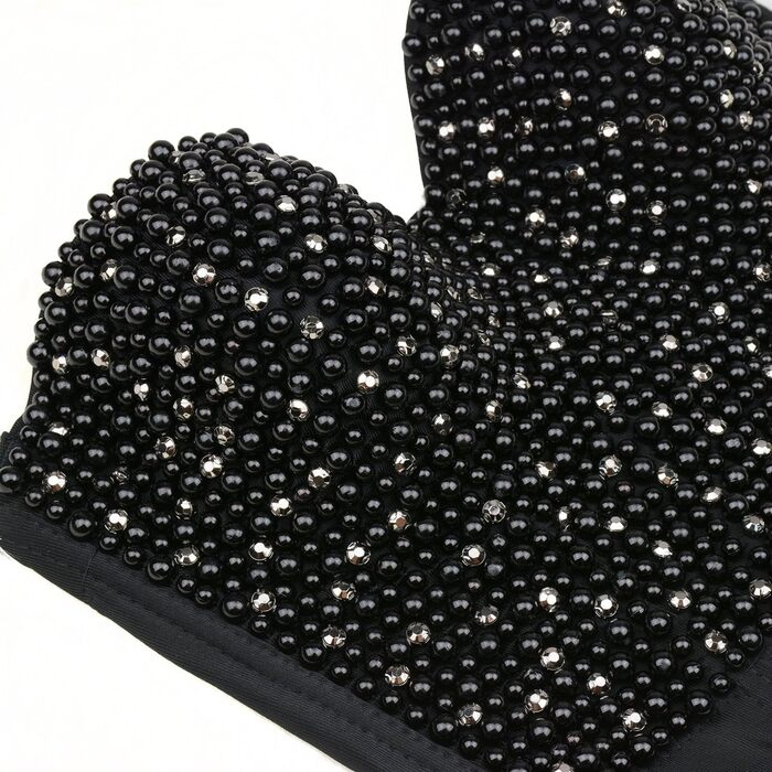 Корсет жіночий ELLACCI з діамантовими перлами та стразами, чорний