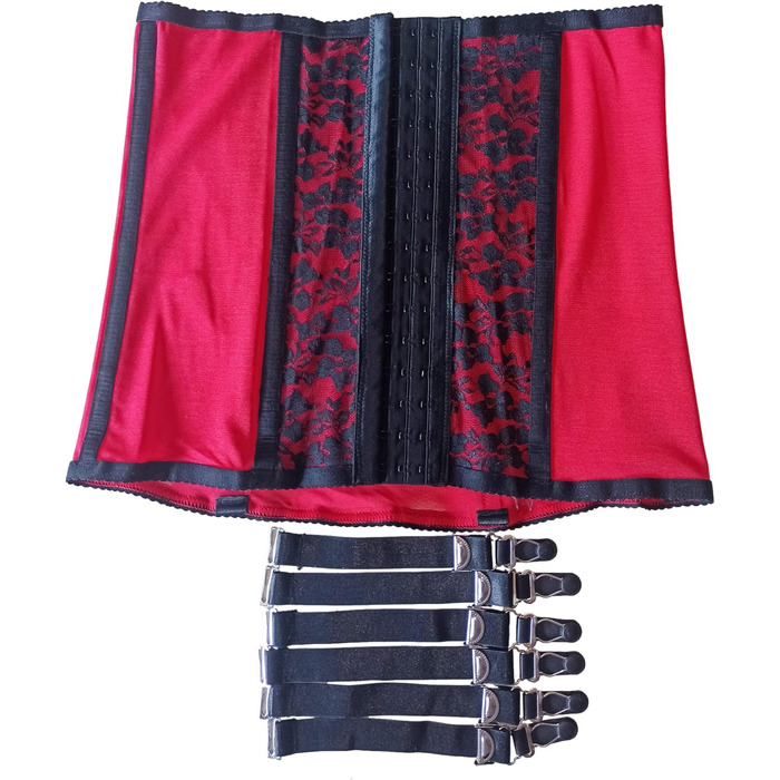 Корсет з високою талією Daen, металева застібка, знімний мереживо, спідня білизна, 6 рядок, стрінг, червоний, однотонний (Getaway Solids), 3XL