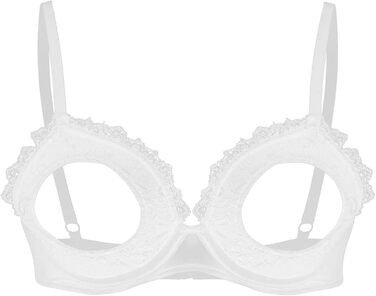 Жіночий бюстгальтер з відкритим декольте GRRKDFQ, мереживний, білий, розмір A XL