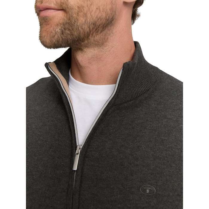 Чоловічий трикотажний кардиган Tom Tailor з бавовни, розмір XL, колір Black Grey Melange (арт. 10617)