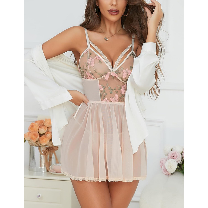 Сексуальна жіноча нічна сорочка-комбінезон Aranmei з мереживом, бавовна, бандажний стиль, прозора мереживна піжама, сукня-теді, вишивка, нічна сорочка, піжама