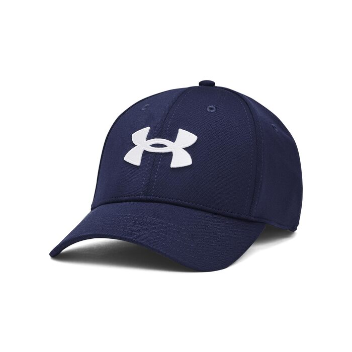 Дитяча кепка Under Armour Blitzing ADJ (регульована), темно-синя з білим логотипом, розмір XL-XXL