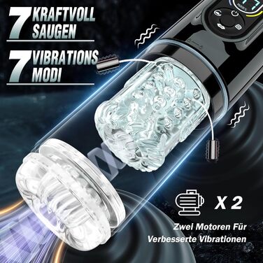 Електричний мастурбатор для чоловіків з 7 режимами, телескопічною функцією, ротацією, всмоктуванням, вібрацією та витоком