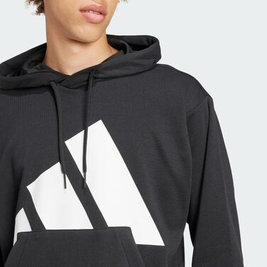 Чоловіча толстовка-худі adidas Essentials Big Logo з французького трикотажу, чорна/біла, розмір M