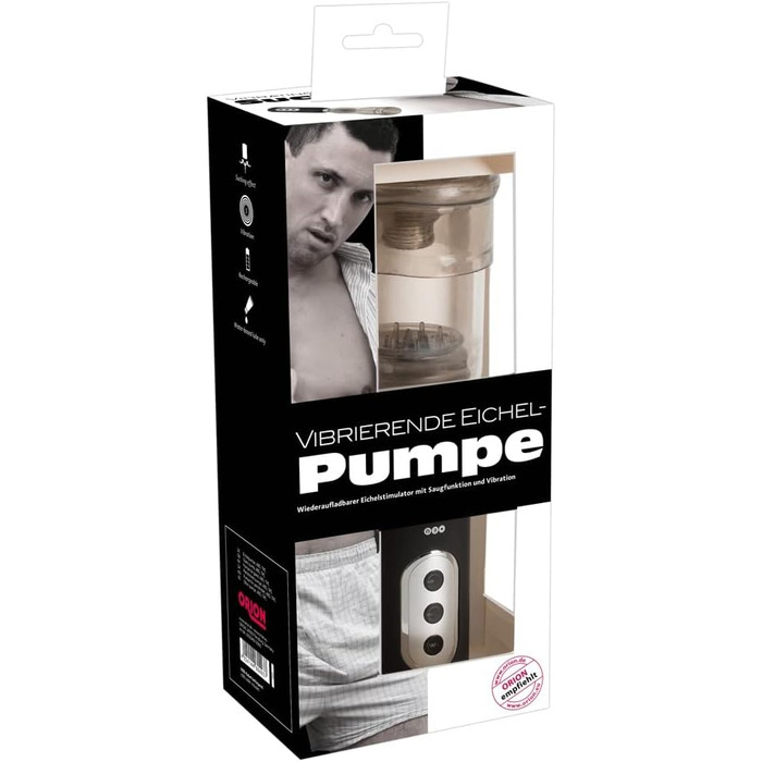 ORION Penispumpe - інтенсивний вакуумний насос для чоловіків, для тренування потенції, симуляції орального сексу, перезаряджається, прозорий/чорний (з 3 режимами всмоктування та 5 рівнями вібрації)