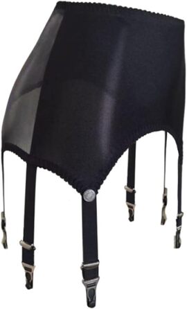 Пояс-тримач для панчіх для жінок з високою талією, сітчатий пояс-тримач з 6 металевими затискачами, регульовані ремінці для панчіх до стегон L-XL, чорний