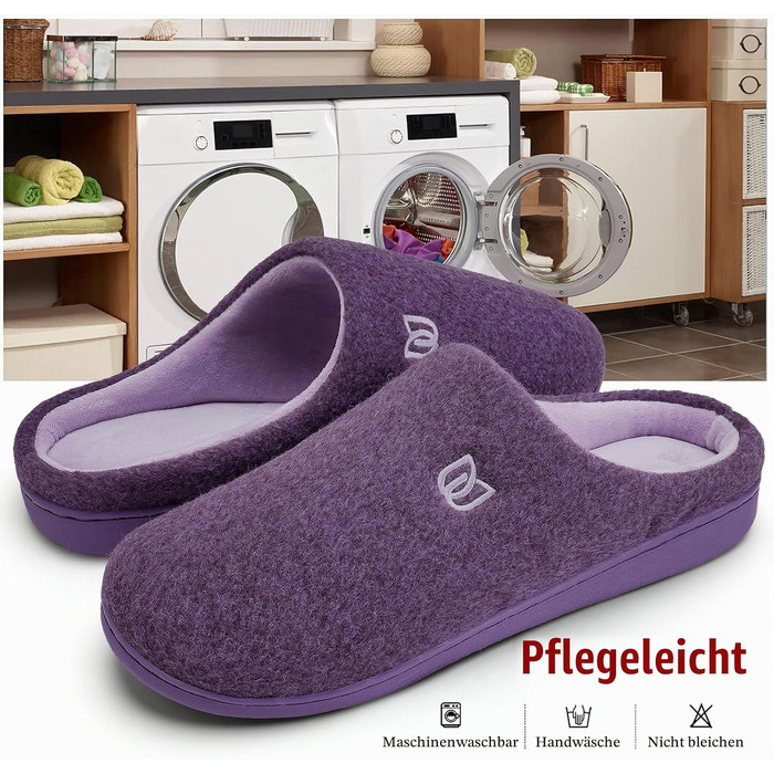 Жіночі домашні капці WateLves з ефектом пам'яті (Memory Foam), теплі зимові та осінні тапочки з штучним хутром, протиковзкі м'які капці для дому та вулиці (Фіолетові, 38/39 EU)