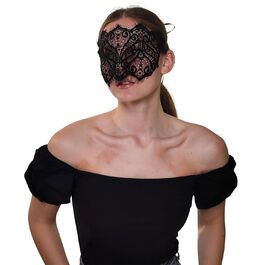 Чорна мереживна маска для жінок з кристалами - елегантна венеціанська маска для маскараду, готичної вечірки, косплею, карнавалу та особливих подій - ручна робота (чорний)