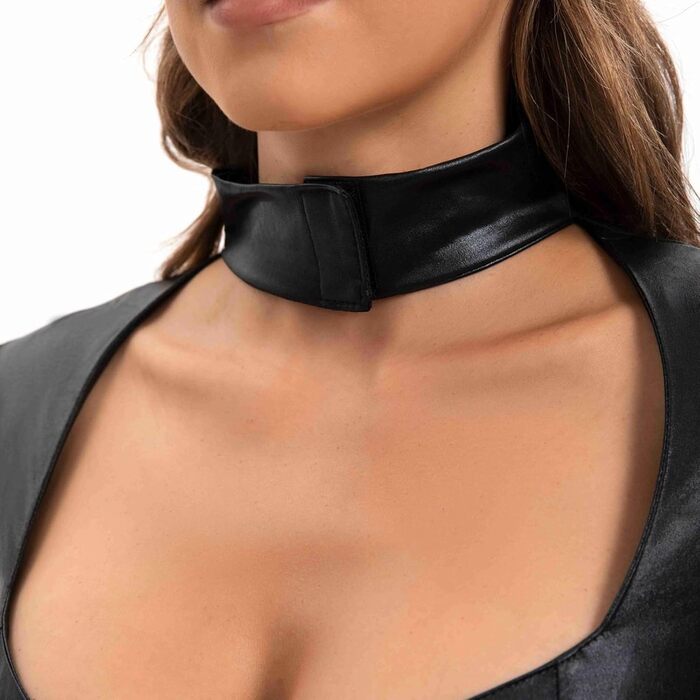 Латексний жіночий комбінезон-кальсони з відкритим верхом, чорний. Комплект з рукавичками, маскою та поясом. Сексуальний латексний костюм для дорослих.