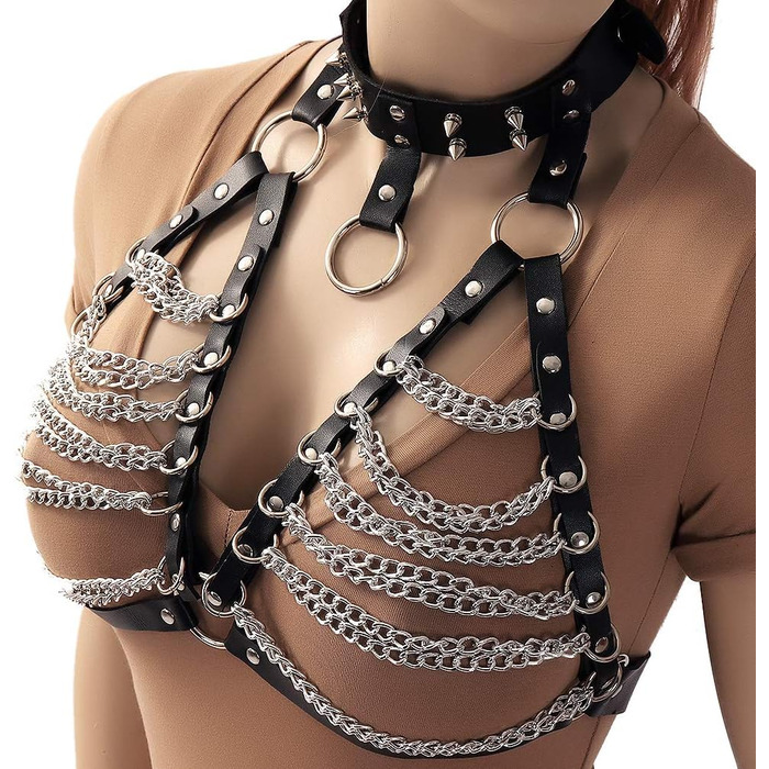 Корсет-нагрудник з шкіри для жінок PETMHS, чорний, готичний стиль