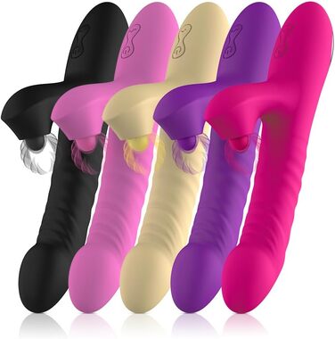 Вібратор для жінок Xuomt 2-в-1 Кролик з вібрацією та шоком, 10 режимів вібрації, 3 режими шоку, анальний вібратор, для пар (жовтий)