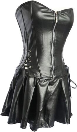 Корсет жіночий готичний з екошкіри SxyBox, чорний. Корсаж, сукня-корсет, клубний костюм, спідня білизна.