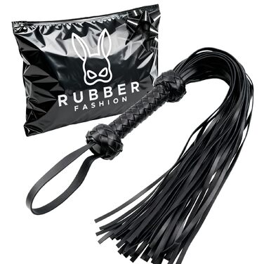 Чорна гумова плеть Rubberfashion 65 см - BDSM аксесуар для пар, іграшка для еротичних ігор