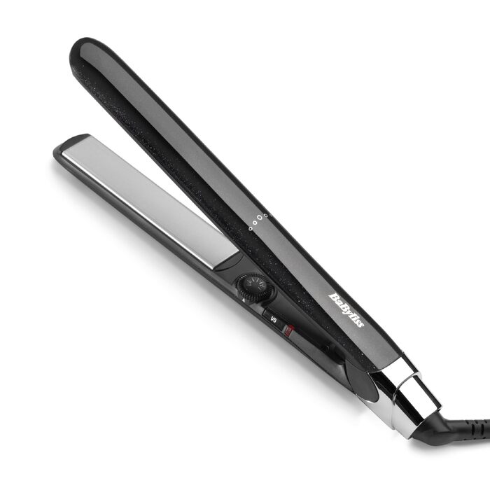 Випрямляч для волосся BaByliss Midnight Shine ST590E з титано-керамічними пластинами, 13 рівнів температури (170–235°C), подовжені пластини, ефект анти-фриз, чорний