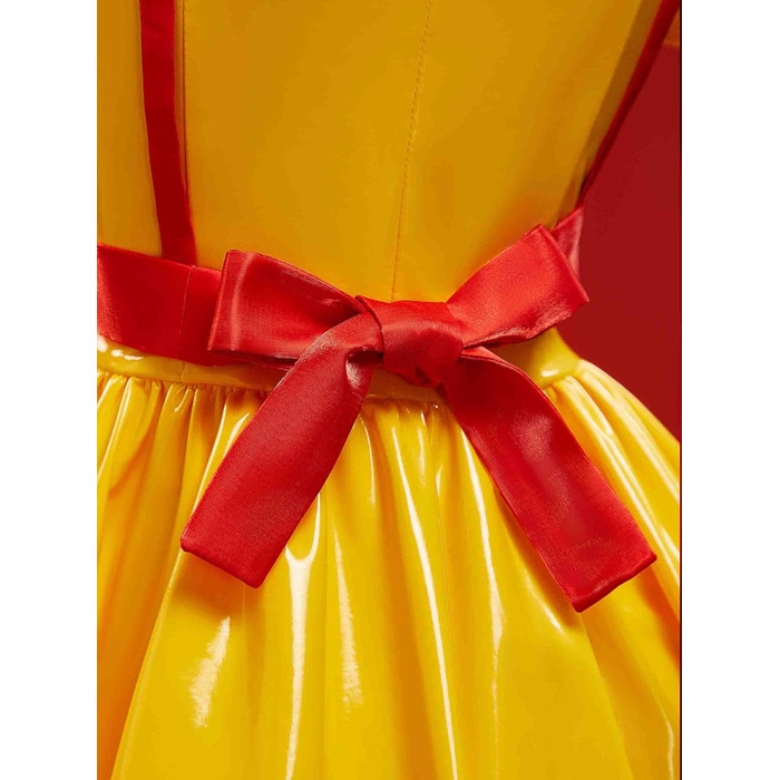 Костюм покоївки Mobbunny для жінок, сексуальна білизна, комплект форми покоївки, набір для Хелловіну, жовта сукня зі спідницею та капелюшком