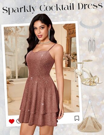 Сукня вечірня бальна для підлітків Meetjen, з бретелями, на вечірку, коротка, V-подібний виріз, силует А, сукня для випускного (S, Рожева)