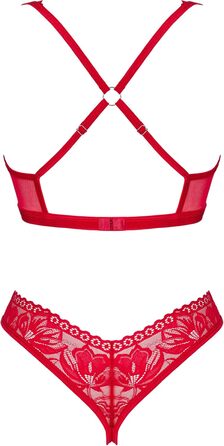Сексуальний жіночий комплект білизни Selente Love & Fun: бюстгальтер, труси та шовкова маска для очей, Made in EU, червоний, M-L