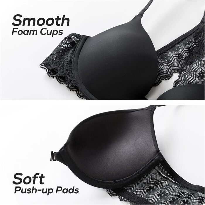 Чорний бюстгальтер Dobreve з push-up, кісточками та глибоким вирізом, 75AA