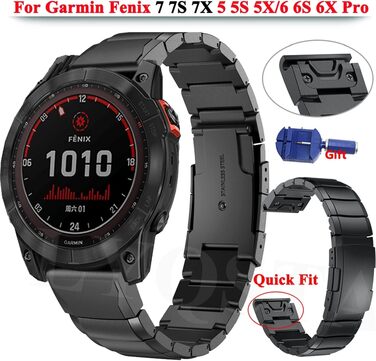 Сталевий металевий ремінець для Garmin Fenix 7, 7S, 7X, 6X, 6 Pro, 5X, 5, 3HR, Epix — 22мм, Easyfit, колір агат