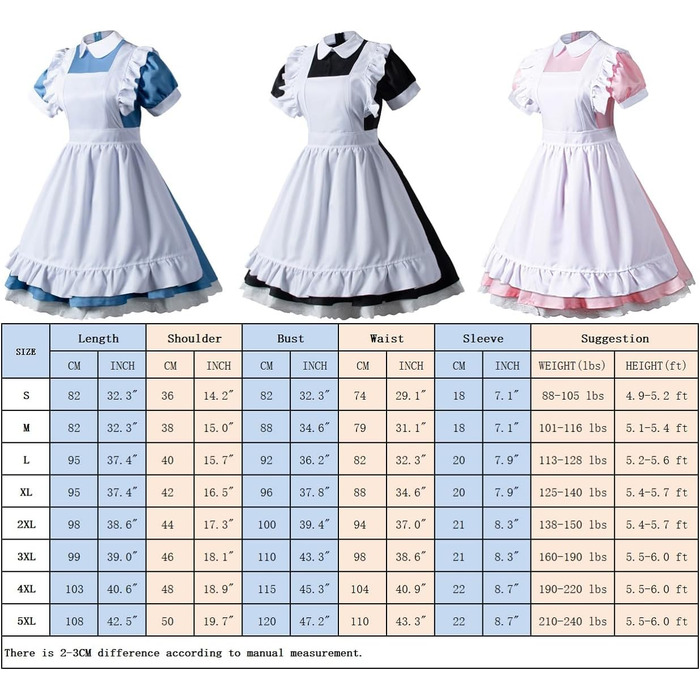 Костюм для косплею в стилі аніме Lolita, французька служниця, 6 предметів: спідниця, рукавички, головний убір, шкарпетки, XXL, блакитний