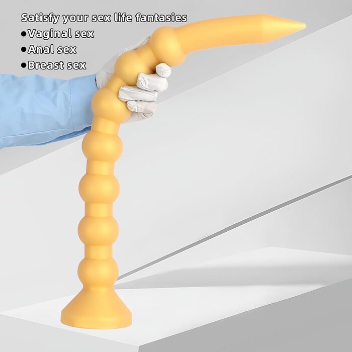 Анальний дилататор Cafurey 60 см з 7 кульками, м'який силікон, для жінок та чоловіків (золотий)