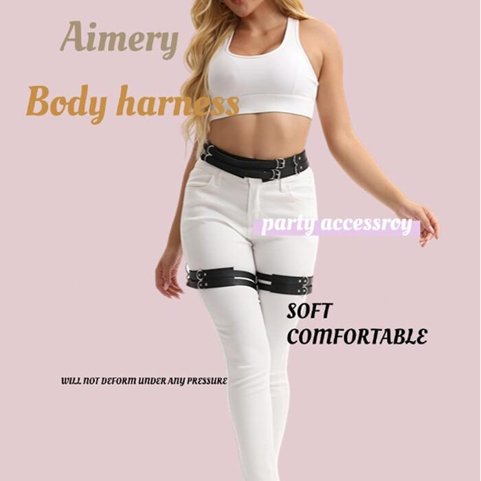 Жіночий готичний набір для ніг з еластичної шкіри, регульований, для нижньої білизни, косплей, карнавал, панк, вечірки, чорний