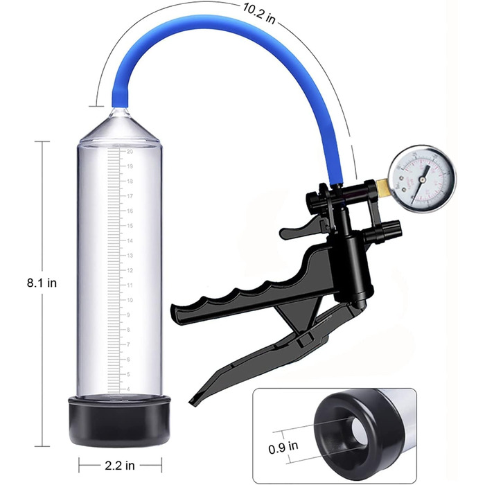 Пумпа для збільшення пеніса з манометром для покращення потенції, збільшення розміру та як допоміжний засіб для ерекції. Має механізм