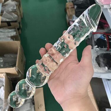 Анальний масажер-вібратор TRQOYTU з подвійним наконечником, великий, зі скла, для масажу G-точки та простати