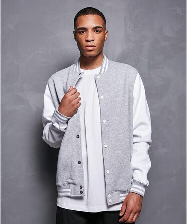 Чоловічий бомбер Build Your Brand Bb004-basic College Jacket, чорно-білий