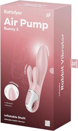 Satisfyer Air Pump Bunny 3: Надувний вібратор-кролик з 12 програмами | IPX7, Силікон