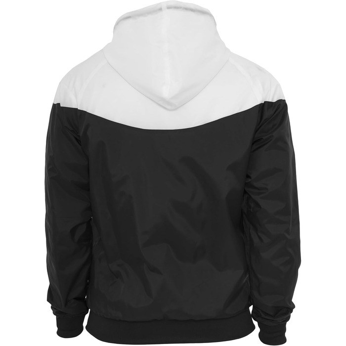 Чоловічий віндбрейкер Urban Classics Arrow Windrunner з капюшоном, демісезонна куртка з кольоровими блоками, чорно-біла, розмір M
