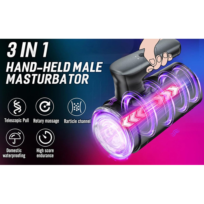 Електричний мастурбатор JFRong з 10 телескопічними режимами для чоловіків. Автоматичний мастурбатор з 3D вагіною, стимулятором сім'яника. Інтимні іграшки для чоловіків