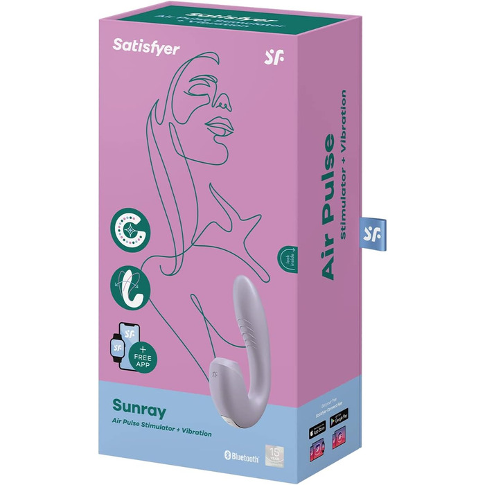 Satisfyer Sunray Connect App Rabbit - вібратор-кролик з підключенням до додатку | Стимуляція клітора та G-точки | Водонепроникний (IPX7) | Перезаряджуваний | З високоякісного силікону | Інтимний масажер для жінок (фіолетовий)