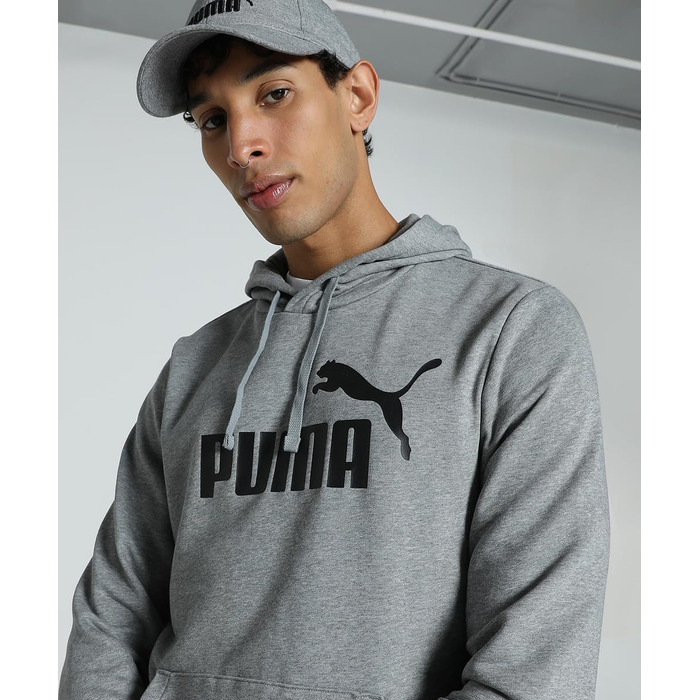 Чоловічий худі Puma ESS No. 1 Logo Hoodie з капюроном, сірий меланж (Medium Gray Heather), розмір XL