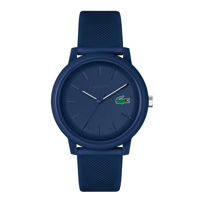 Аналоговий кварцовий годинник Lacoste 12.12 унісекс з синім силіконовим ремінцем Petit Piqué (Navy)